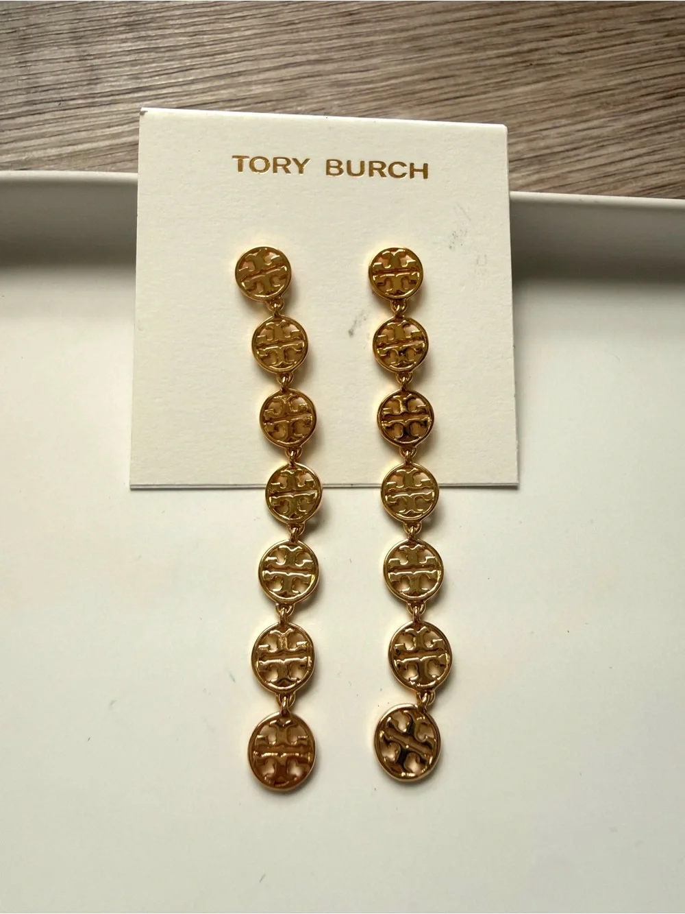 FINAL PRICE Tory Burch Chain Logo Linear Stud Earrings